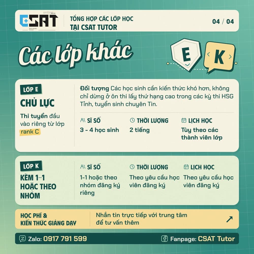 Poster lớp E và K của CSAT
